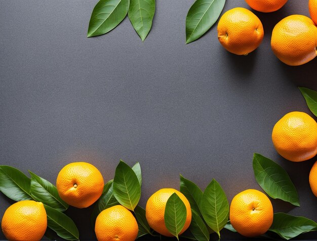 Mandarinen und Orangen auf einem flachen Hintergrund