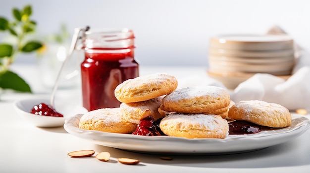 Mandel-Donuts auf weißem Tisch