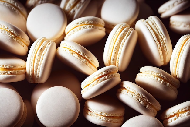 Mandelplätzchen Französische Dessertmakronen mit Kokosnuss- und Vanillegeschmack