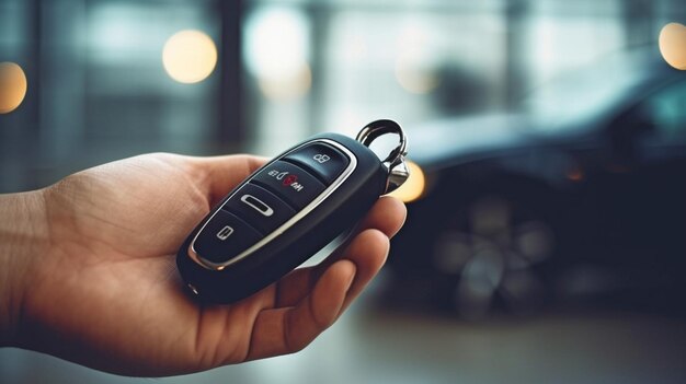 Mando a distancia del coche en la mano IA generativa