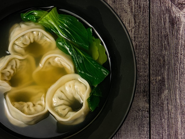 Mandu-Suppe Korea Food Flat Lay Bild für Food-Konzept