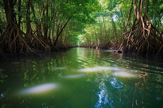 El manglar y el canal de aguas cristalinas en Tha pom klong Song nam manglar humedal Krabi thail