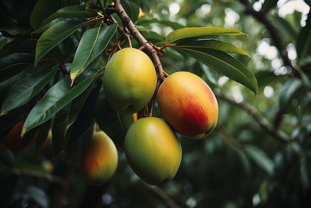 Foto mango en el árbol con la naturaleza