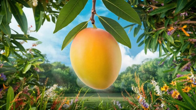 Mango en el árbol con la naturaleza