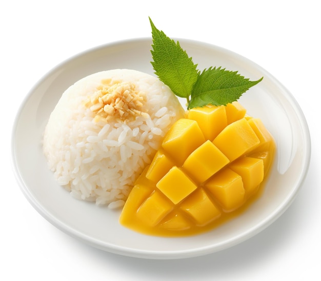 Mango arroz pegajoso dessert tailandês manga madura no verão comida tropical