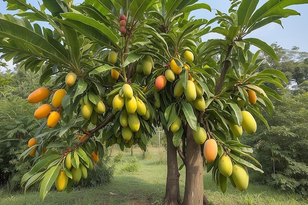 Mango-Baum mit reifenden Früchten