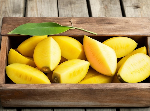 Mango en una caja de madera