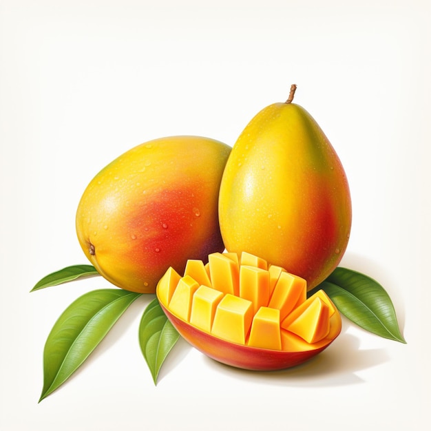 Foto mango dulce en fondo blanco.