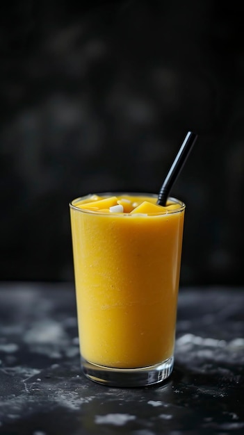 Foto mango e cocô smoothie superfície negra mesa decoração minimalista ar 916 v 6 job id a941645bdbed4a4ba2a21e428f2b9e7f