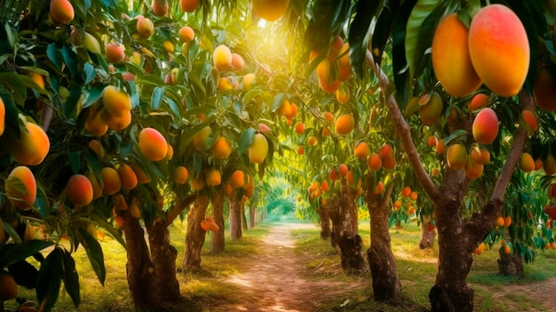 Mango-Garten auf Bäumen Generative Ai