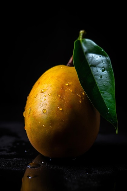 Un mango con hoja verde