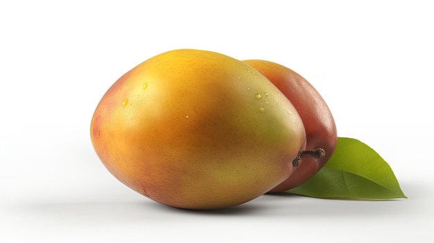 Un mango con hojas verdes