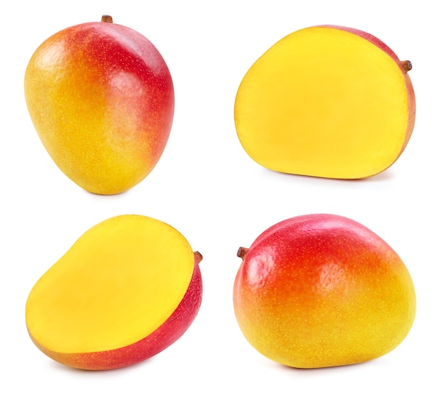 Mango isoliert auf weißem Hintergrund Mango-Frucht Beschneidungspfad Mango-Qualität Makrofoto