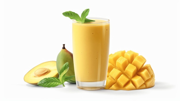 Mango Lassi en un fondo blanco aislado