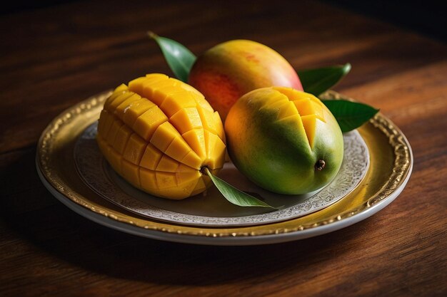 Mango en un plato de postre