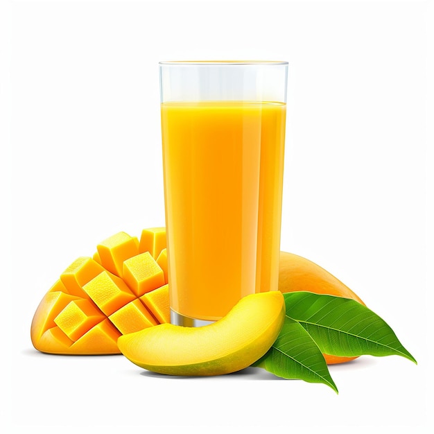 Foto mango-saft-glas-isolat-hintergrund