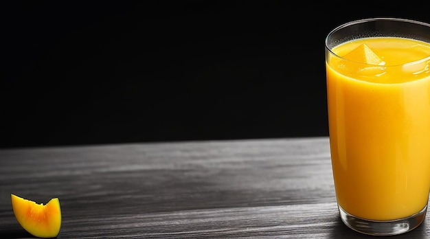 Mango-Saft im Glas auf dunkler Oberfläche