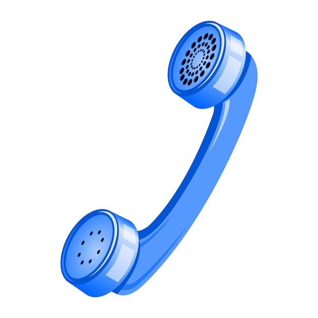Foto mango de teléfono azul sobre fondo blanco.