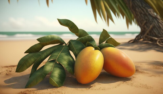 Mango en las vibraciones de la isla de la costa arenosa IA generativa