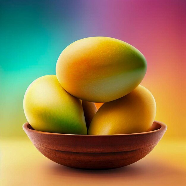 mangos cuenco realista con fondo colorido