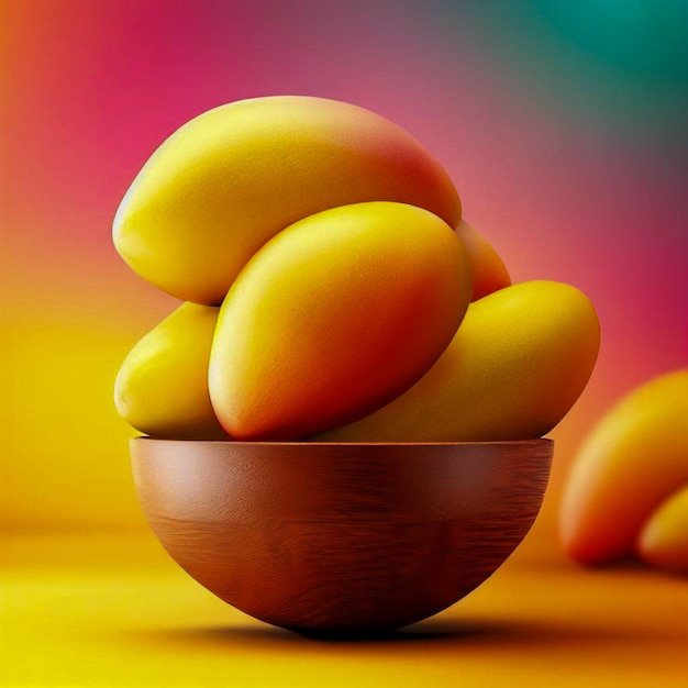 mangos cuenco realista con fondo colorido