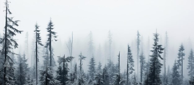 Foto manhã nebulosa na floresta imagem panorâmica