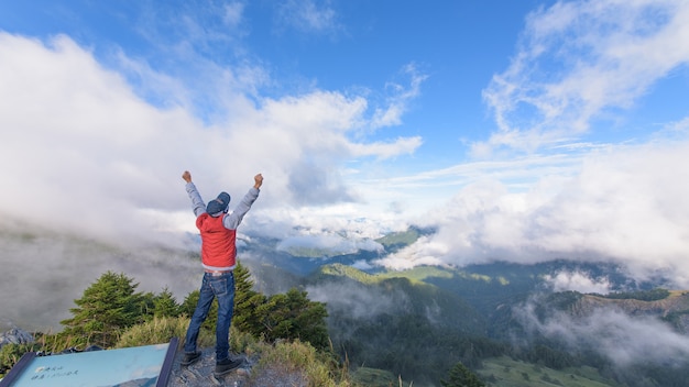 Foto manhã, vista, em, hehuan, montanhas, taiwan