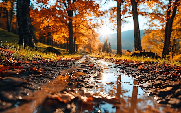 Manhãs de Inverno em campos e vinhas com o sol a nascer das suas cinzas