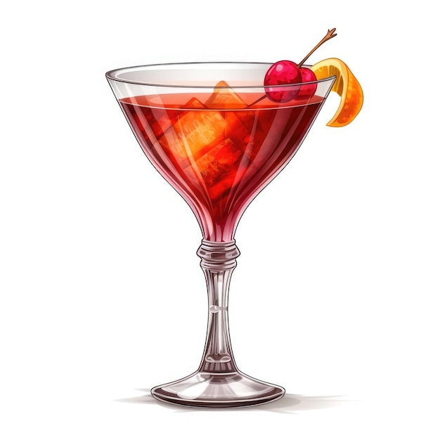 Manhattan Cocktail isolado no branco como ilustração generativa AI