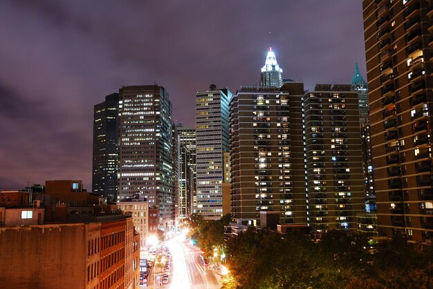 Manhattan night view nova york city