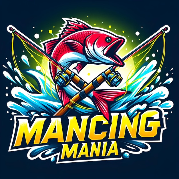 Foto manía del logotipo con vector de pescado rojo