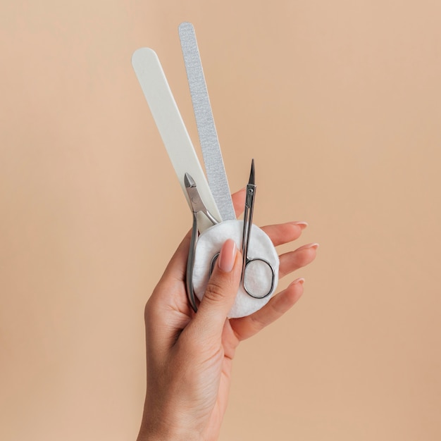 Manicura cuidado saludable tijeras y limas de uñas