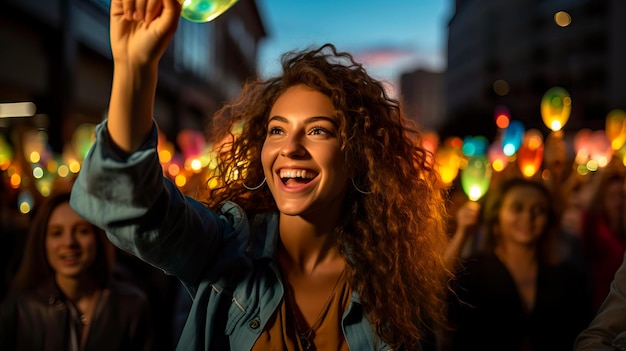 manifestação de defesa da energia limpa com pessoas segurando cartazes e bandeiras promovendo a transição para a energia verde e um futuro sustentável