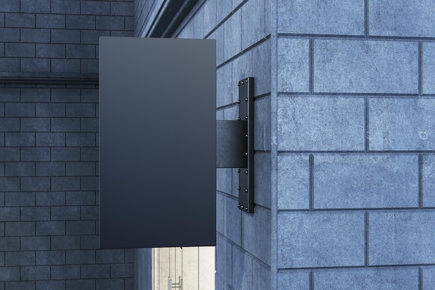 Manifestación negra vacía en el fondo de la pared de azulejos al aire libre gris con sombras Concepto de publicidad y pub 3D Rendering