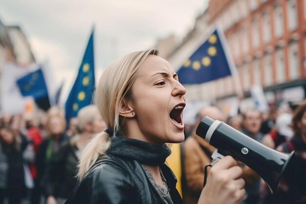 Manifestación de protesta de un grupo de personas un símbolo de activismo democracia libertad AI generado Social