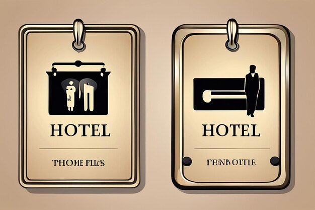 Las manijas de los hoteles vectoriales con letreros colgantes