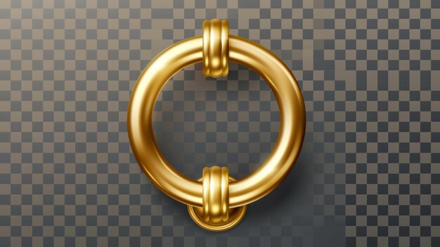 Foto manijas de puerta de oro auténticas manijas de anillo de oro manijas de puertas de metal vintage aisladas en un fondo transparente artículo decorativo para diseño interior o exterior