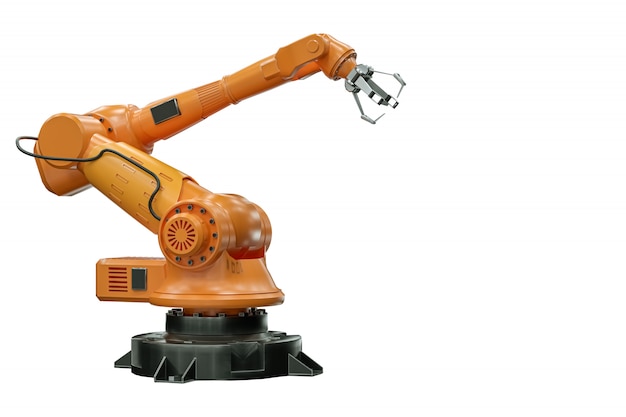 Manipulador de brazo robot naranja