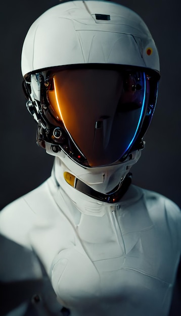 Un maniquí con casco y gafas que dice 'un robot'