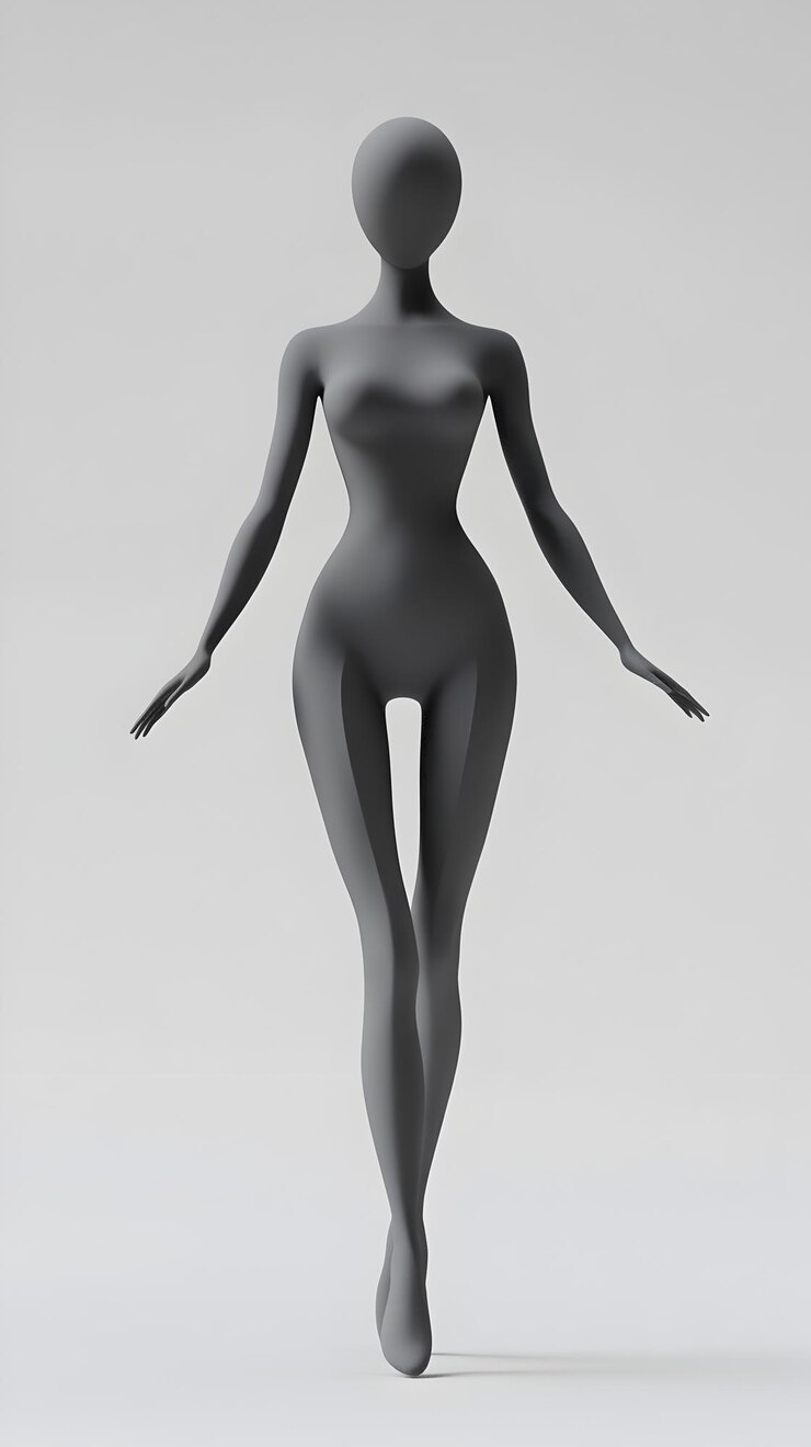 Foto un maniquí femenino confiado en una postura audaz sobre un fondo blanco