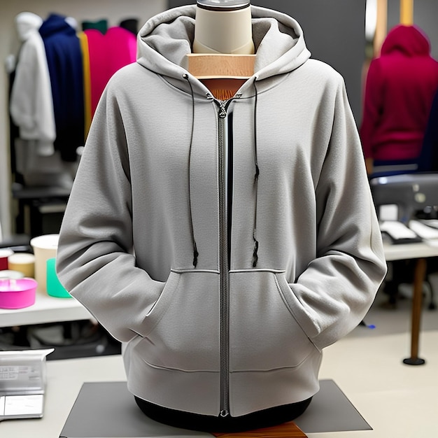 Un maniquí con una sudadera con capucha que dice "no 1"