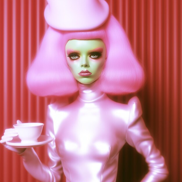 Foto un maniquí con una taza y una taza de té.