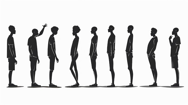 Maniquíes en diferentes poses en ilustración de fondo blanco IA generativa