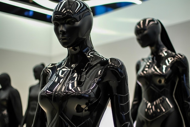 Los maniquíes de látex negro en la exhibición contemporánea