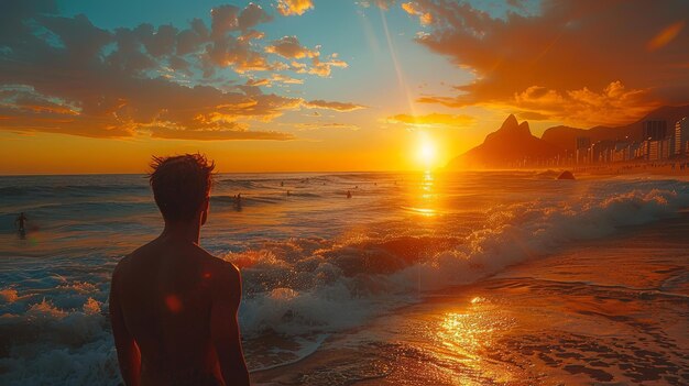 Mann am Strand in Rio