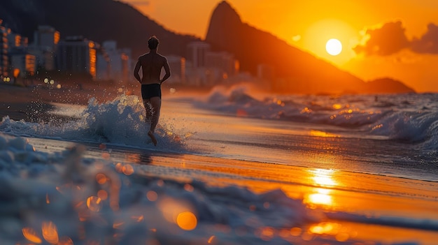 Mann am Strand in Rio