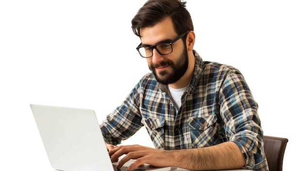 Mann arbeitet an einem Laptop