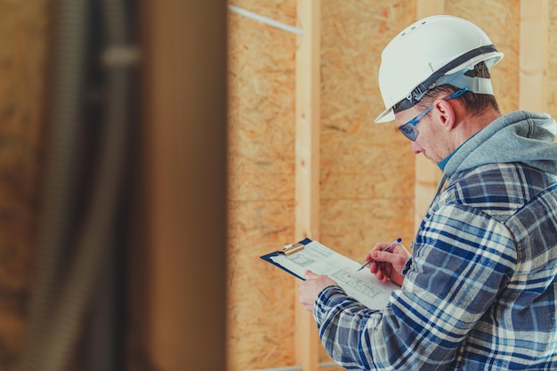 Mann arbeitet auf der Baustelle