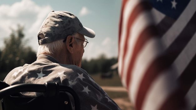Mann auf Rollstuhl Konzept USA Veteran Generative KI