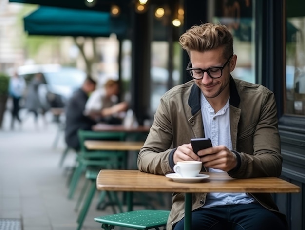 Mann aus Kolumbien nutzt Smartphone für Online-Kommunikation